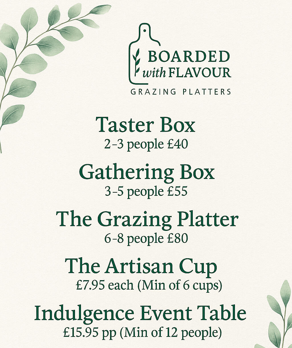 price list/menu